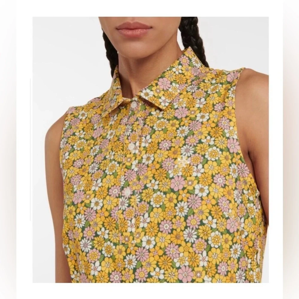 TORY BURCH PRINTED PERFORMANCE PLEATED GOLF DRESS M